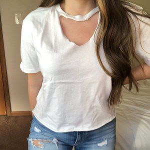 FOREVER 21 Distressed white Crop Top